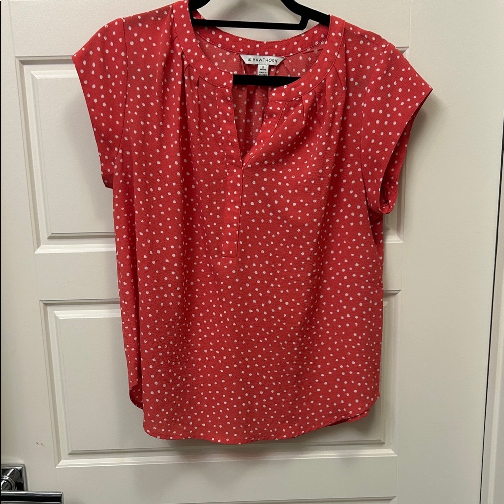 41 Hawthorn pink Blouse with White Dots